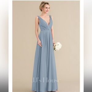 A-Line V-Neck Floor-Length Chiffon Bridesmaid Dress